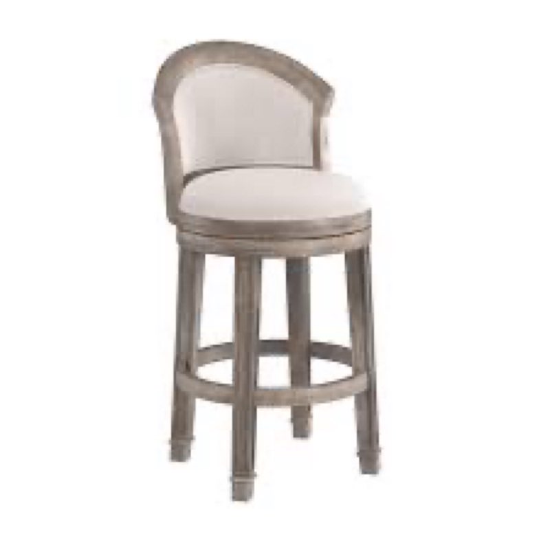 Monae wood arched upholstered back swivel bar height stool