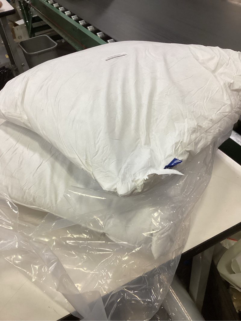 Condition photo showing As Is for MIULEE 22x22 Pillow Inserts,Set of 2 Down Feather Throw Pillows for Couch Sofa Bed, Decorative Fluffy Throw Pillow Inserts Cotton Fabric,White 2 22x22 Inch