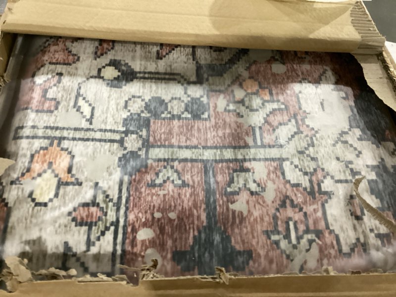 Condition photo showing New/Like New for kozyfly area rug 9x12 ft thin rugs for living room washable bedroom rug non slip rugs for living room printed faux wool vintage bedroom rug floor carpet for dining room, red salmon/pink/navy 9' x 12' (rectangular) red salmon/pink/navy