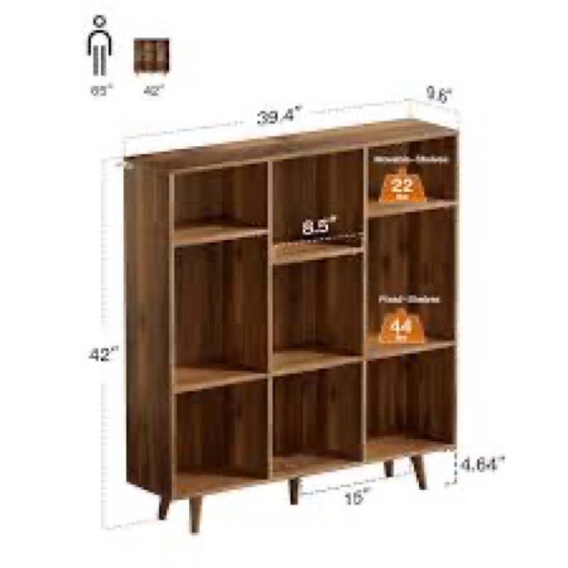 Samier 42.45" H x 39.4" W Wood Cube Bookcase Vertical Book Rack Library Shelves