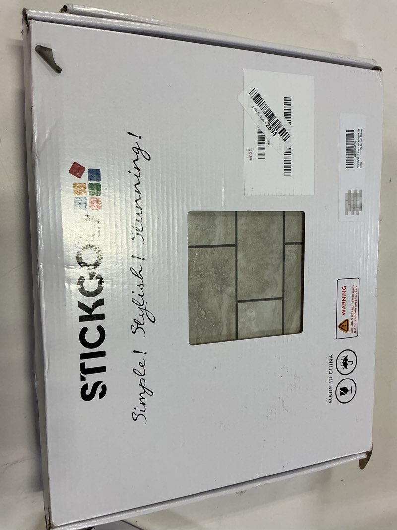 Condition photo showing New/Like New for STICKGOO 10-Sheet Subway Tile Peel and Stick Backsplash, Star White Marble Look Dolomite Kitchen Backsplash Wall Tile, PVC Stick on Backsplash for Kitchen 10 Dolomite white marble