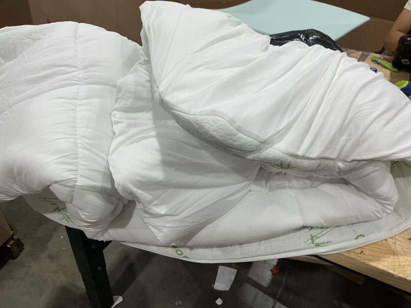Condition photo showing As Is for mattress topper king size bed,bamboo extra thick mattress pad cover soft plush noiseless down alternative fill,with 8-21" deep pocket