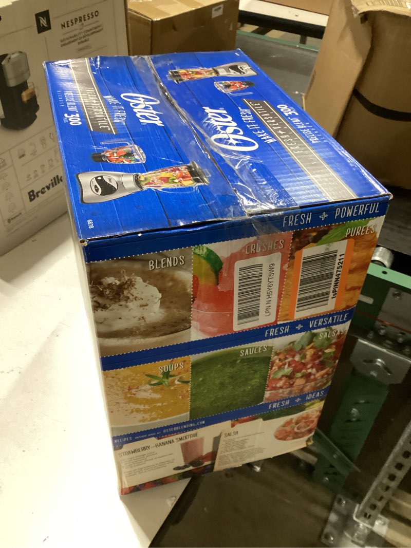 Condition photo showing Good Condition for Oster Classic Series 16-Speed Blender with Food Chopper & 5-Cup Glass Jar, Countertop Kitchen Blender, Brushed Nickel Black + Glass Jar Countertop Blenders