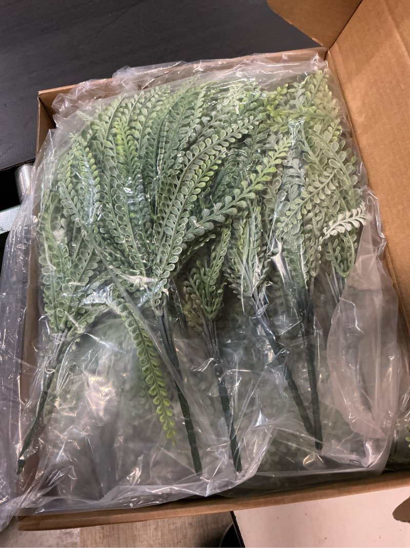 Condition photo showing New/Like New for 12pcs artificial bead grass plants, beaded grass wreath fillers stems diy crafts greenery for wreaths floral arrangements home door garden xmas harvest decor, grapevine not included, frost