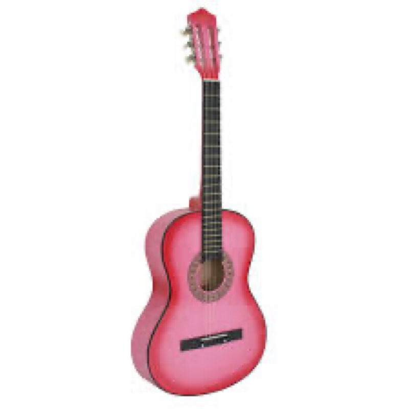 Joymusic 38 inch pink beginner acoustic guitar kit,bundle with a strap with picks holder,digital tun