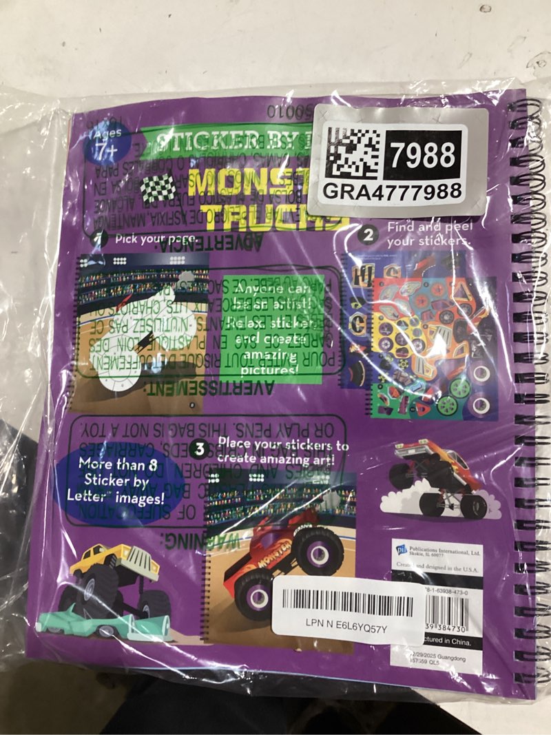 Condition photo showing Good Condition for brain games - sticker by letter: monster trucks: includes 1 foil sticker sheet to complete each image!