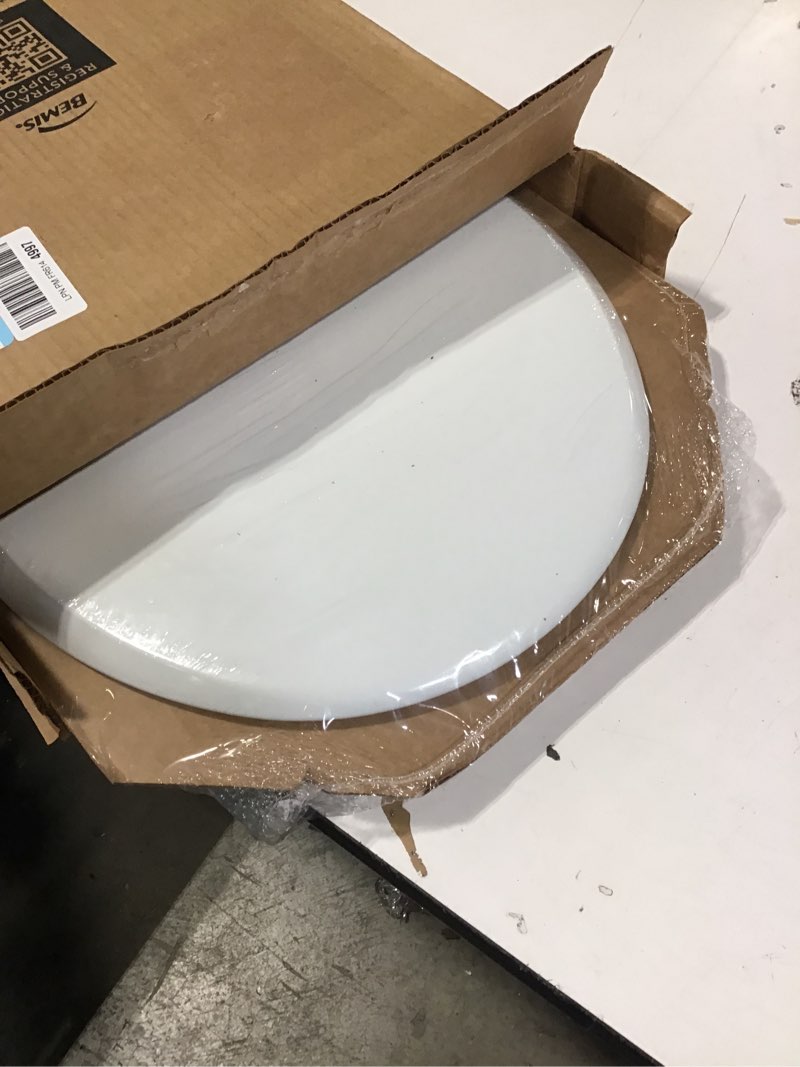 Condition photo showing New/Like New for Mayfair Cassel Slow Close Toilet Seat, Easy Clean, Non Slip Premium Wood Seat, Easy Install, Made in USA, Round, White Round 1 - Toilet Seat
