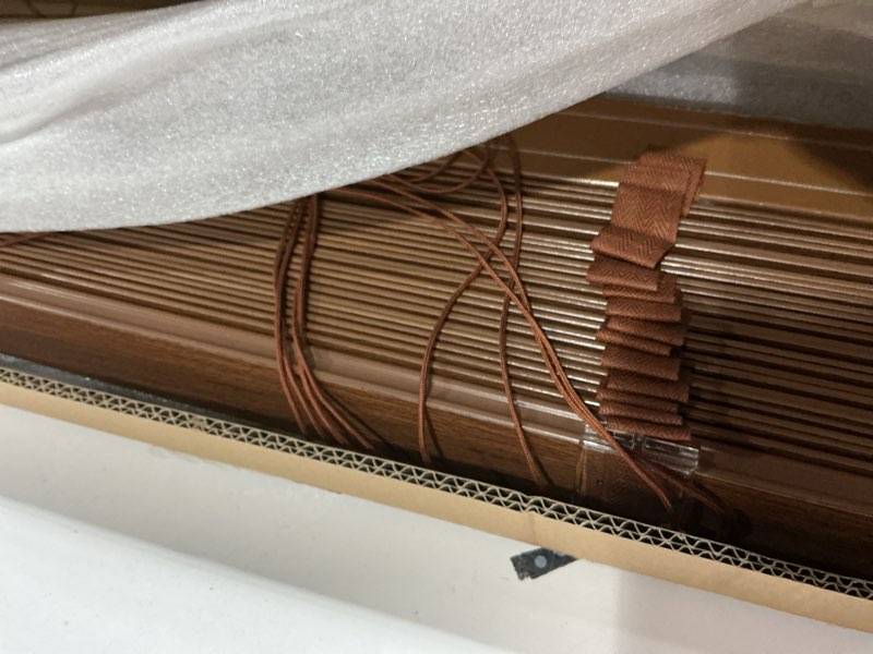 Condition photo showing New/Like New for 2" slats wood blinds for indoor windows: solid wooden blackout blinds & shades,black out privacy horizontal blinds for home bedroom bathroom living room windows and doors 23.5" wx64 h warm brown warm brown 23.5"w*64"h