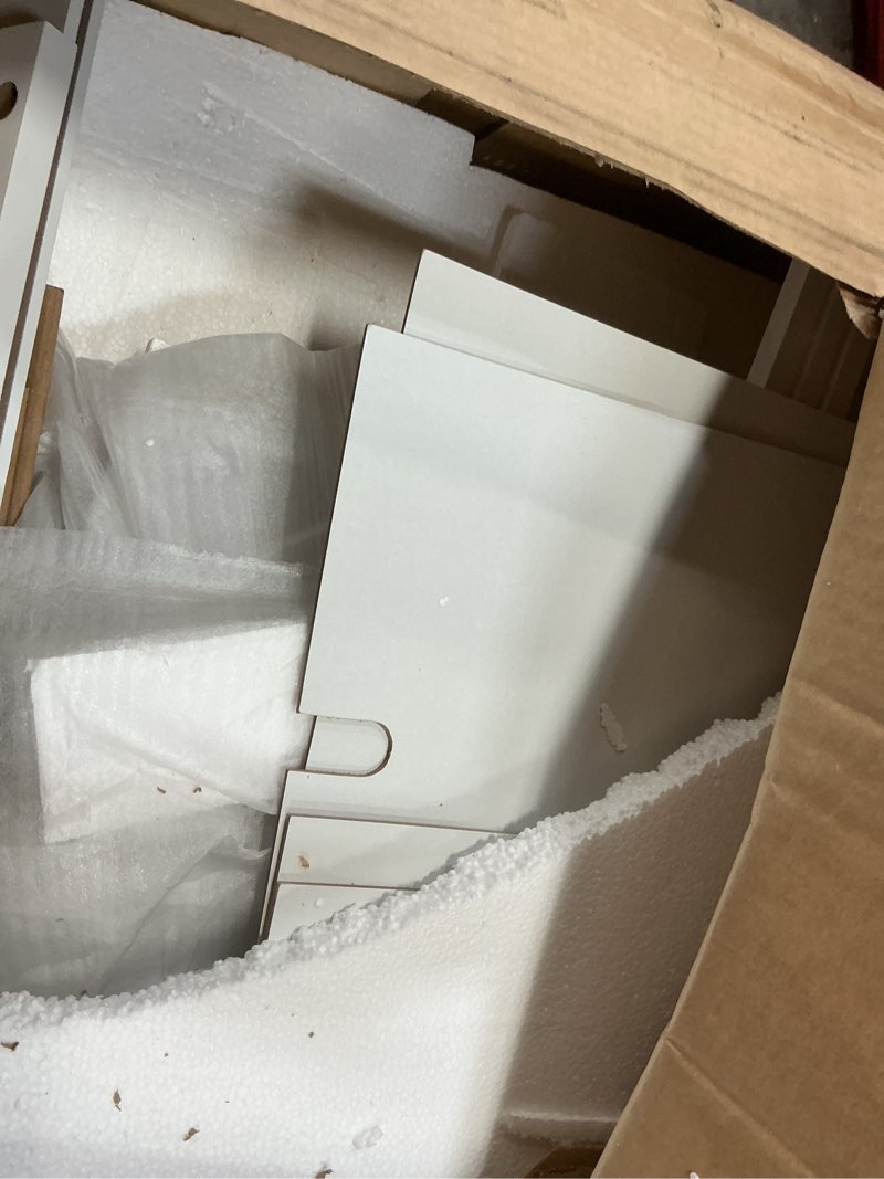 Condition photo showing As Is for VEVOR 9 Drawer Dresser, Wooden Chest of Drawers with Sliding and Anti-tip Device, Retro Minimalist Dresser Chest, Closet Storage TV Stand Organizer for Living Room, Hallway, Bedroom, Entryway, White White 59.1"D x 15.7"W x 31.1"H (7 Drawers)