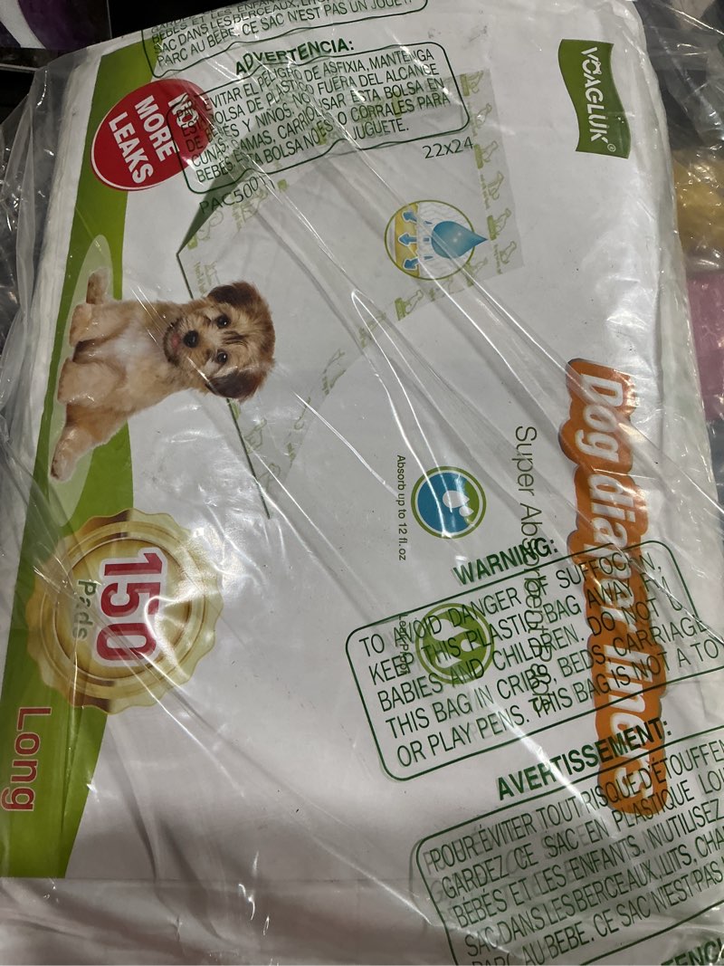 Condition photo showing Good Condition for dog diaper liners for male and female dogs, 150ct, super absorbent disposable dog diapers booster pads fit most pet belly bands and wraps (long) long (150 count)