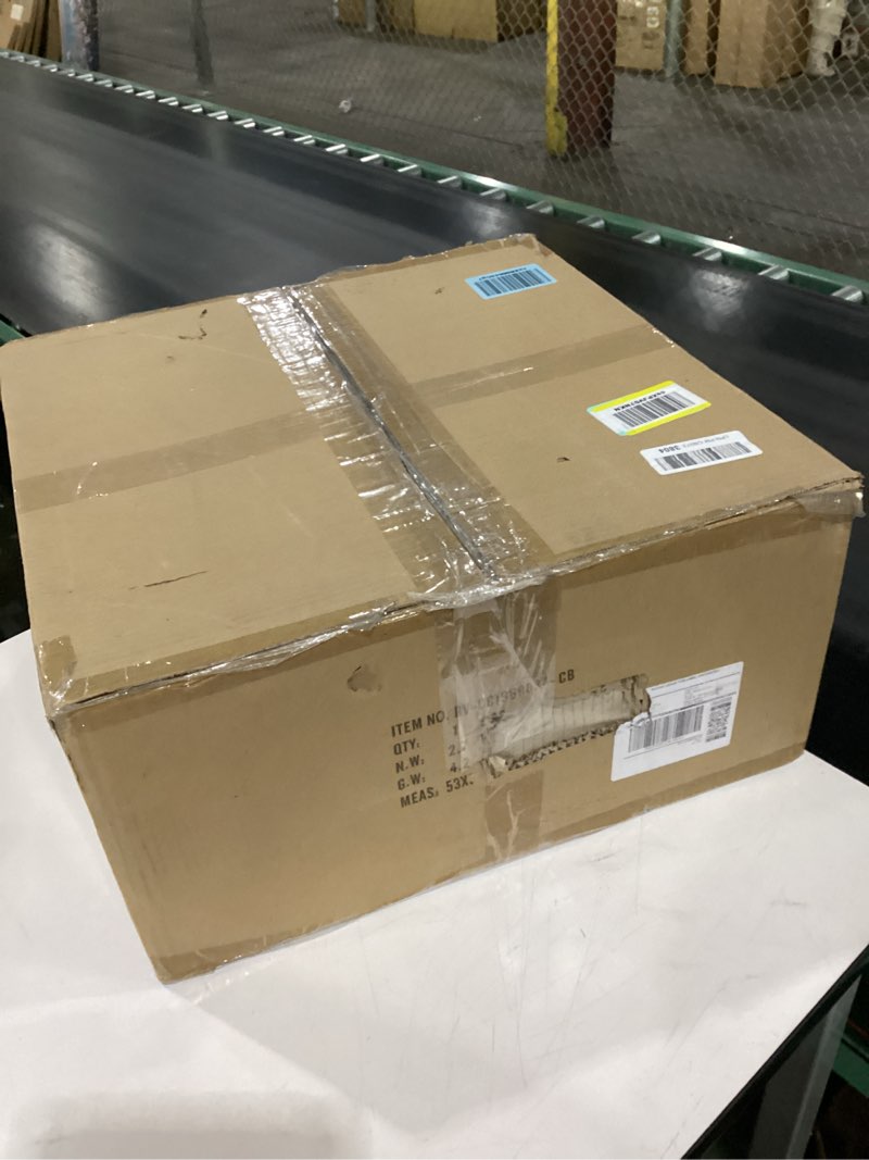 Condition photo showing As Is for AS IS Kira Home Nolan 18\" Classic 3-Light Drum Pendant Chandelier, White Fabric Shade + Round Glass Diffus