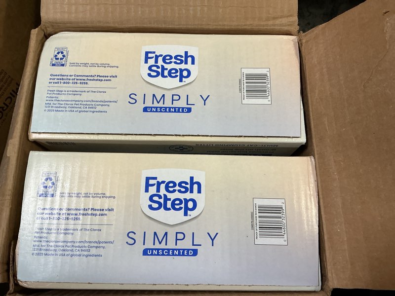 Condition photo showing New/Like New for Fresh Step Clumping Cat Litter, Advanced, Simply Unscented, Extra Large, 37 Pounds total (2 Pack of 18.5lb Boxes) (Package May Vary) 37 lb