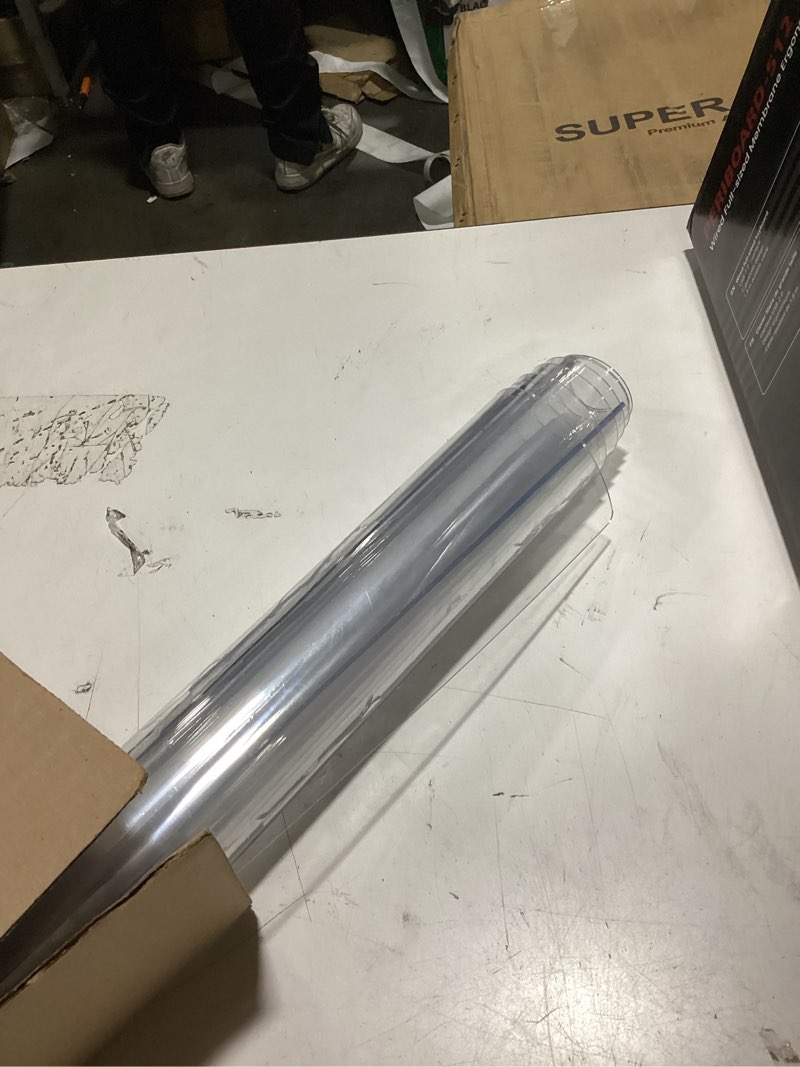 Condition photo showing As Is for warmstar clear table cover protector 24 x 48 inch, 2mm thick plastic table cover rectangle,pvc clear table protector,desk protector mat for kitchen, dresser, writing desk?dining room table