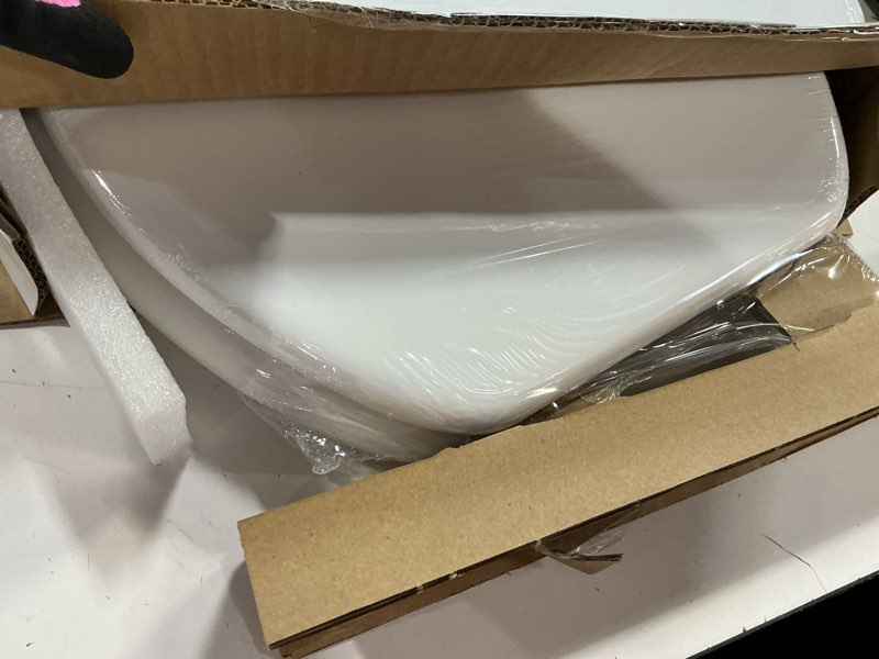 Condition photo showing New/Like New for White Round Toilet Seat Natural Wood Toilet Seat with Zinc Alloy Hinges, Easy to Install also Easy to Clean, Scratch Resistant Toilet Seat by Angol Shiold (Round, White) Round White