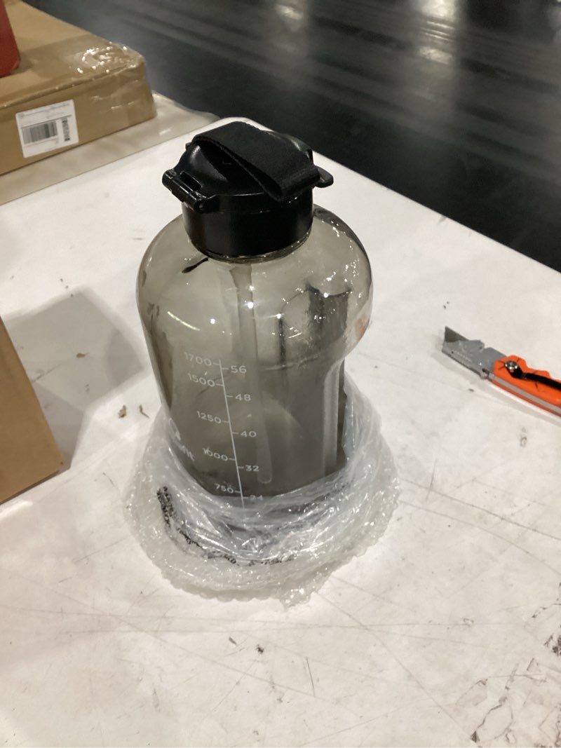 Condition photo showing Good Condition for aquafit 64 oz water bottle with time marker - straw & chug lid - bpa free half gallon gym water bottle with handle - big gallon jug (gray, 64 ounces) 64 ounces gray