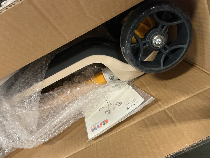 Condition photo showing Good Condition for KUB Toddler Scooter for Kids Ages 2+, 3 Wheel Kick Scooter with LED Light-Up Wheels, Adjustable Height Handlebar, Lean-to-Steer, Anti-Slip Deck, Easy-Fold Design, Gift for Boys and Girls Lemon Yellow