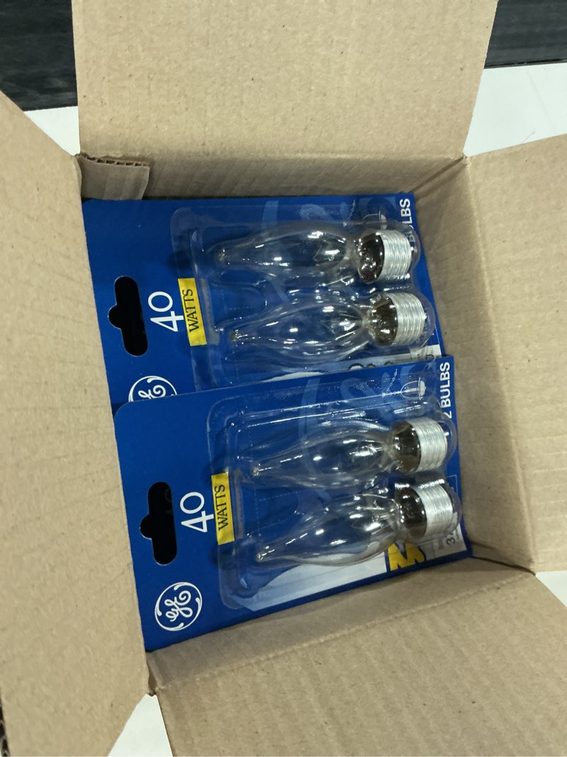 Condition photo showing New/Like New for (case of 6 packs of 2 counts)  ge 40 watt fan chandelier bulb, 2 ct