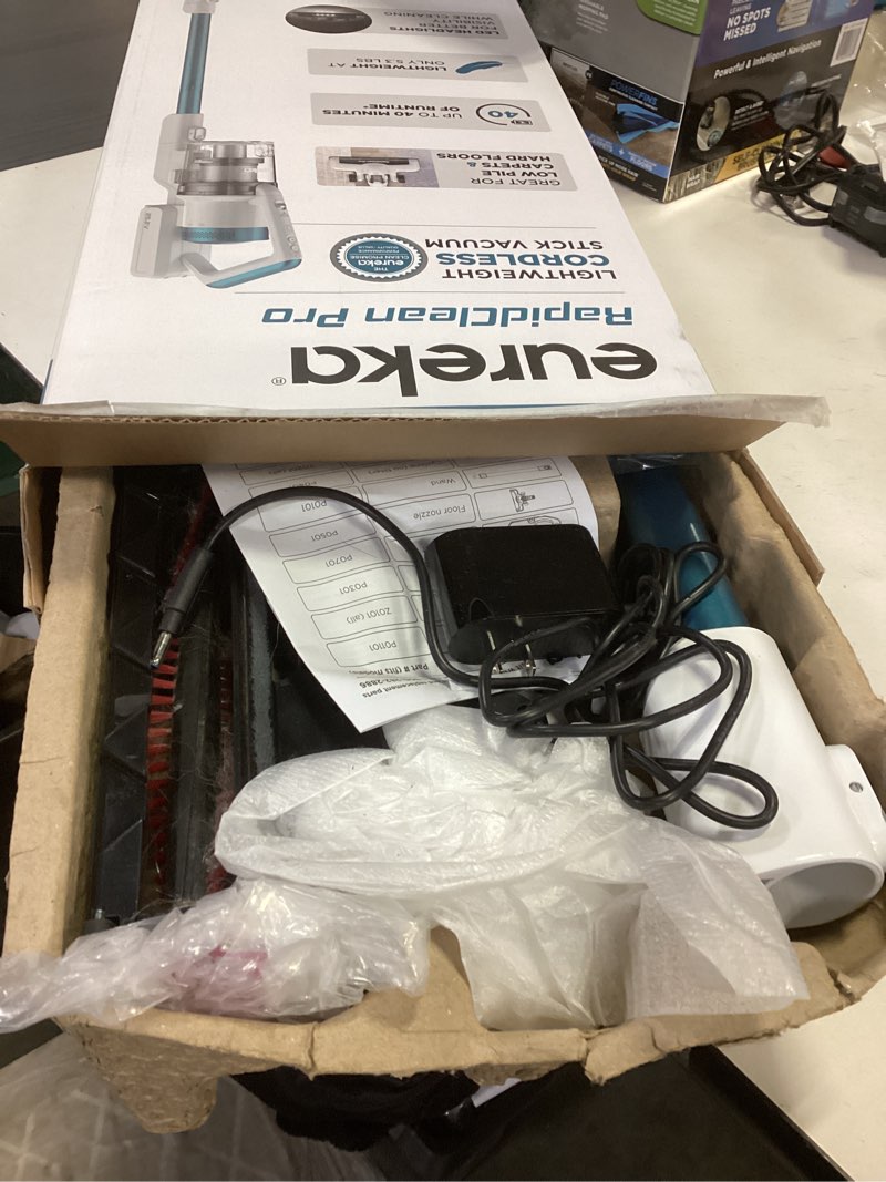 Condition photo showing As Is for Eureka RapidClean Pro NEC280TL Cordless Stick Vacuum Cleaner – Lightweight 5.3 lbs, 40-Min Runtime, LED Headlights, 3 Power Modes, Ideal for Pet Hair, Hard Floors & Carpets Blue NEC280TL