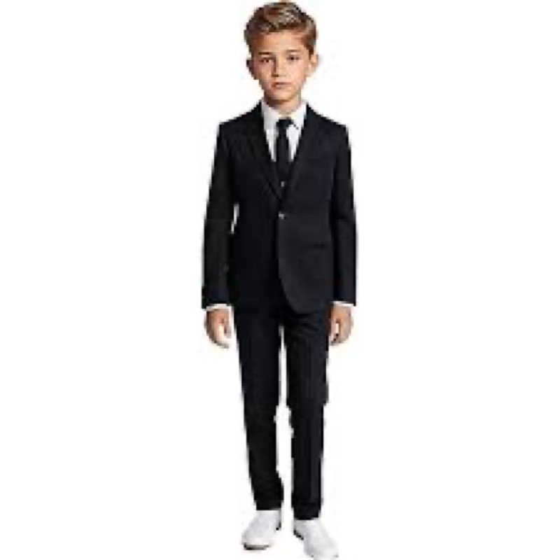 CloudCloth Boys' Slim-Fit Solid Suit Ensemble with Shirt and Tie, Black