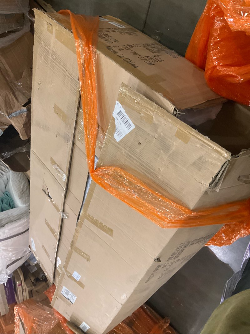 Condition photo showing As Is for Incomplete, KEIKI 111\" L-Shaped Luxury Velvet Chesterfield Sectional Sofa with Gold Stainless Steel Accents and 7 Pillows, Mid-Century Oversized 5-Seater Button Tufted Couch, Easy Assembly, for Living Room, Black Black 111\"