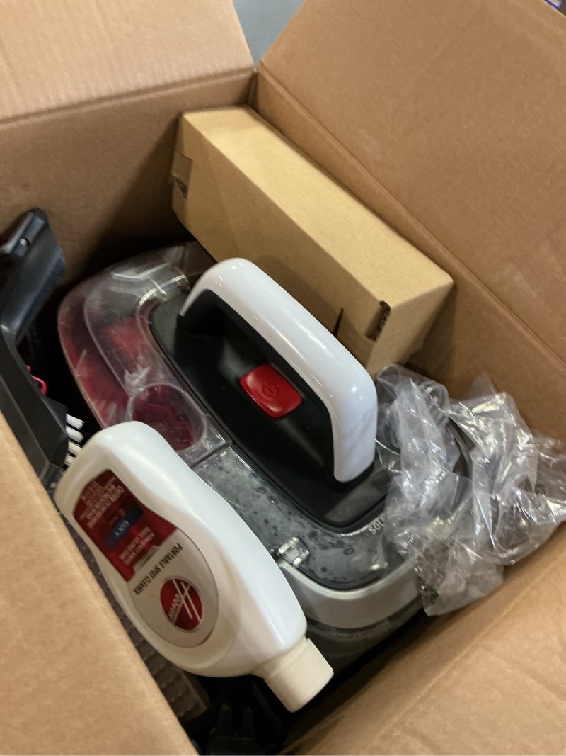 Condition photo showing As Is for Hoover CleanSlate Plus Portable Carpet + Upholstery Spot Cleaner Machine, Powerful Suction with Versatile Tools, Pet Stain Remover, Car and Auto Detailer, Pair with Hoover Carpet Cleaner Solution