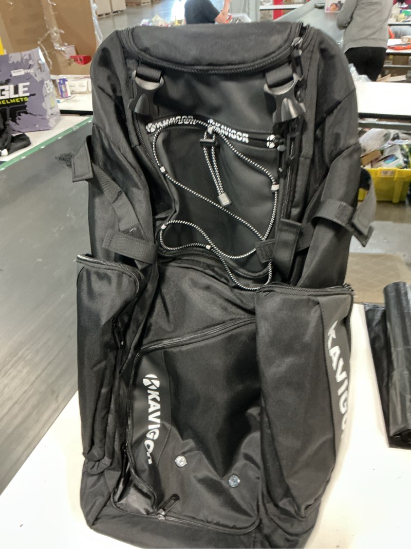 Condition photo showing Good Condition for rolling baseball bag with wheels, 60l capacity softball bag holds 4 bats for boys and girls, youth equipment bag with shoe compartment black