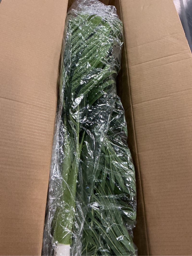 Condition photo showing Good Condition for 6FT Tall Triple Golden Cane Palm Tree (1 Pack), Large Faux Plants, UV Resistant Indoor/Outdoor Fake Plant in Heavy Cement Pot - Realistic Tropical Decor for Patio, Living Room, Office 6ft 6ft Golden Cane Palm - 1 Pack