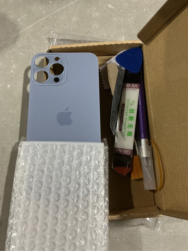 Condition photo showing Good Condition for oem rear cover back glass replacement for iphone 13 pro max 6.7 inch all carriers with with installment manual and professional repair tool kits?sierra blue