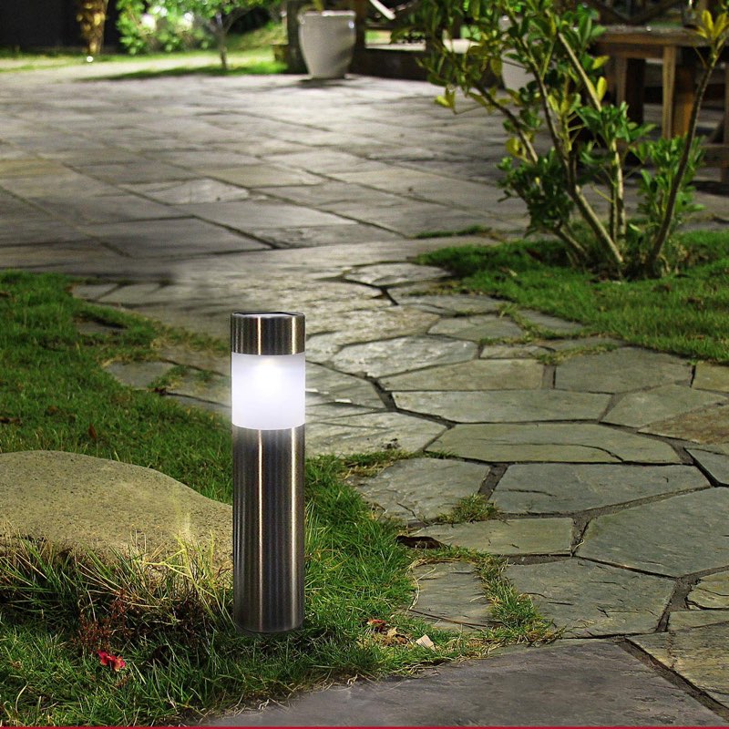 (6pc) Solar Lights Outdoor Waterproof 6 - 15 Stainless stel Bollard Solar