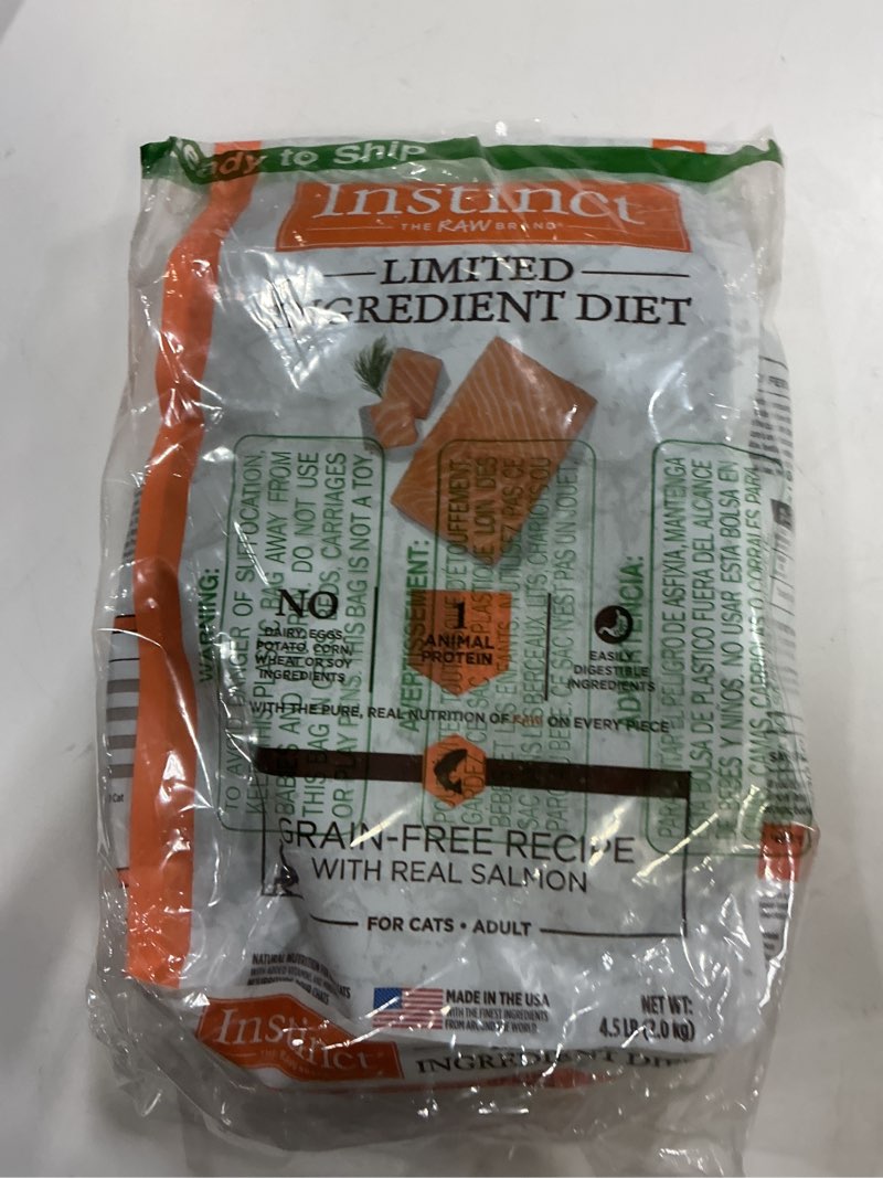 Condition photo showing Good Condition for (best by jun 19/2027) instinct limited ingredient diet, natural dry cat food, grain free recipe - real salmon, 4.5 lb. bag salmon 4.5 pound (pack of 1)