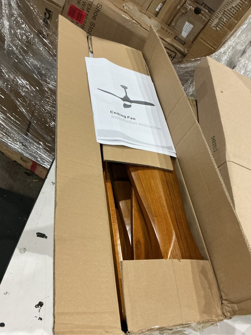 Condition photo showing As Is for addlon 52 inch ceiling fans with lights and remote control, reversible, 3 wood blades, 6 speeds, 3cct dimmable, noiseless, indoor/outdoor black walnut ceiling fan for bedroom living room gazebo patio 52 inch downrod with light