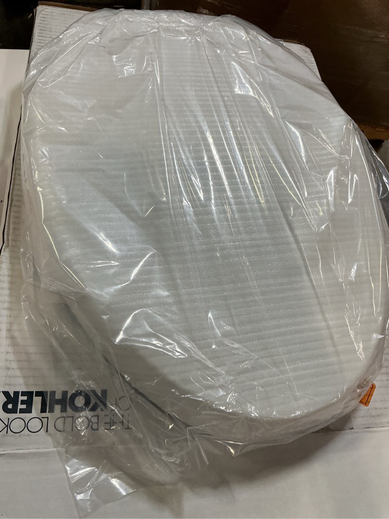 Condition photo showing New/Like New for kohler 5588-0 purefresh elongated nightlight, grip-tight bumpers, quiet-close release hinges, quick-attach hardware, no slam toilet seat, white