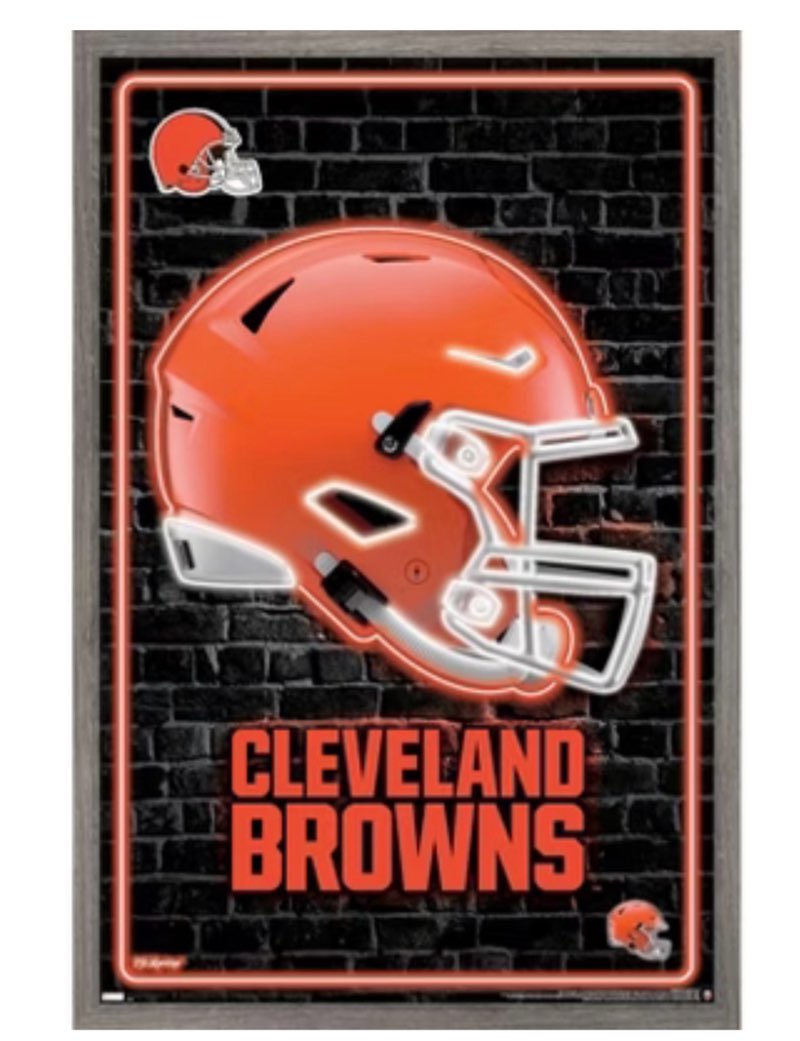 (Similar to stock photo) Trends International NFL Cleveland Browns - Neon Helmet 24 Framed Wall Poster Prints Barnwood Framed Version 24”X36” 