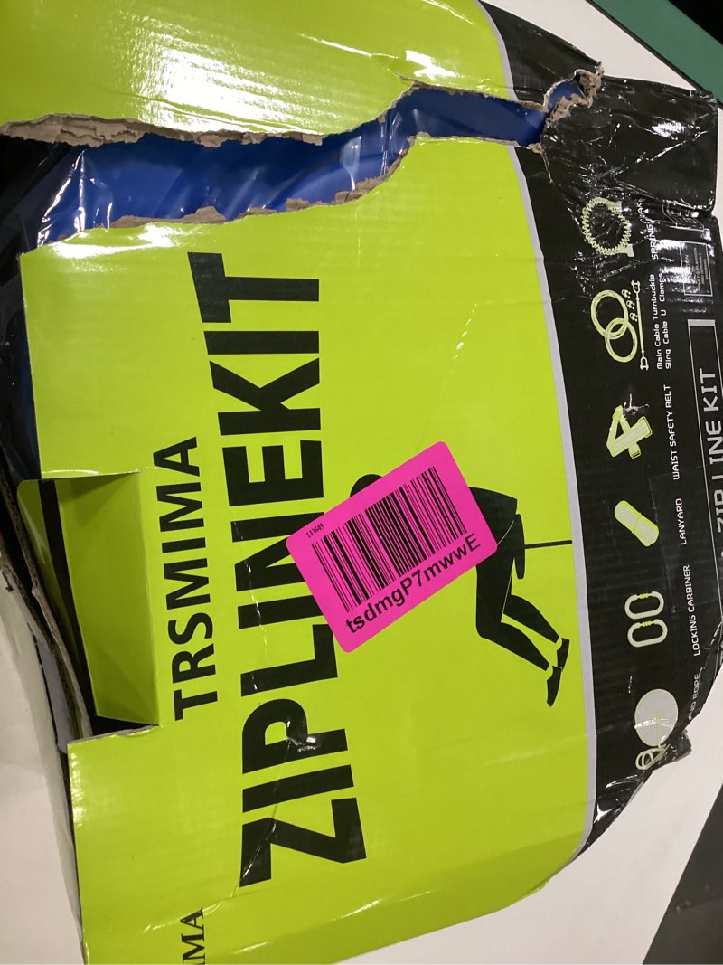 Condition photo showing As Is for (Similar item). Zipline for Backyard Kids and Adults,Zipline Kits for Backyard with 100ft Cable,6ft Zipline Spring Brake and Belt,Zip line Trolley with Handle,seat and Bag