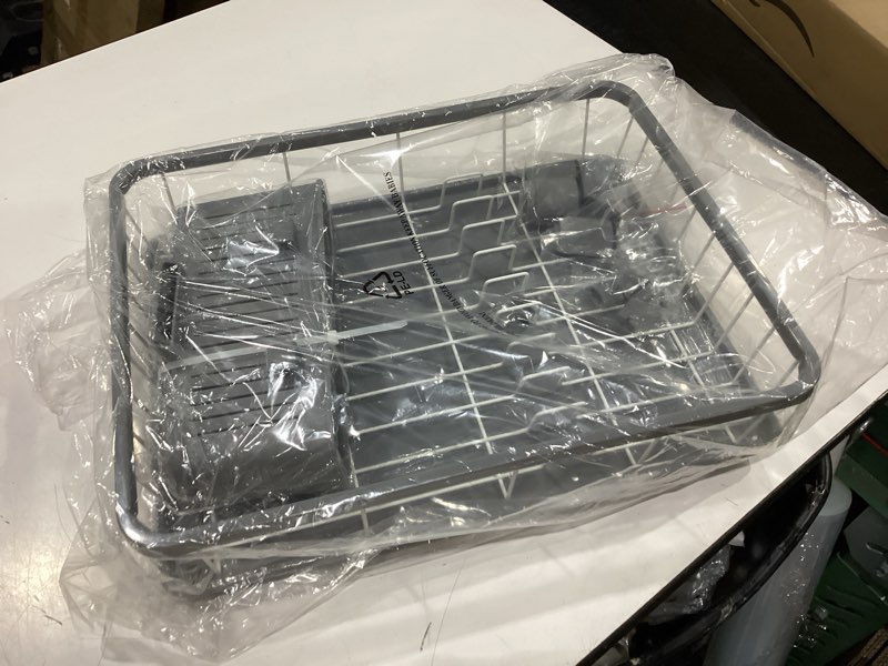 Condition photo showing New/Like New for dish drying rack - space-saving dish rack,dish racks for kitchen counter with drainboard, rustproof dish drainer with a removable 4-compartment utensil holder,gray gray-white