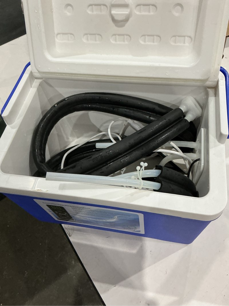 Condition photo showing As Is for (size unknown, used)cold therapy machine, built-in 3000mah battery, cold therapy for knee replacement, ice machine for knee after surgery, cryotherapy systems suitable for home use, blue 9 quarts+knee