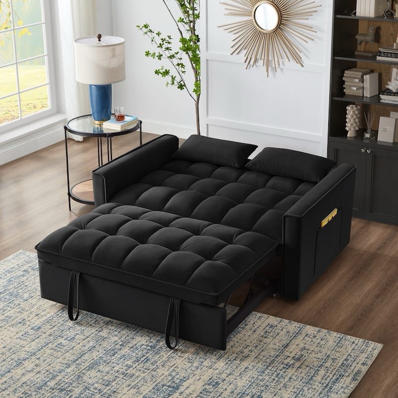 3 in 1 convertible sleeper sofa bed, modern pull out couch bed, adjustable backres