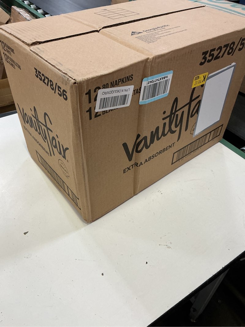 Condition photo showing New/Like New for vanity fair extra absorbent premium paper napkins, 960 count, disposable napkins made soft and strong for messy meals and everyday use