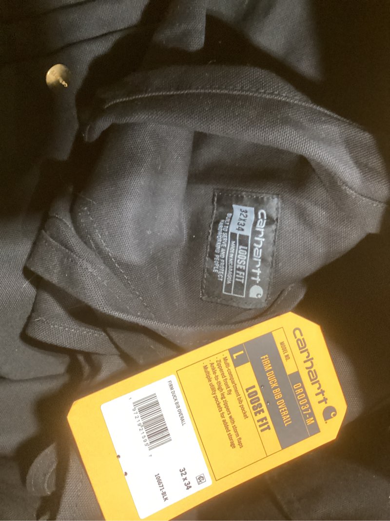 carhartt mens loose fit firm duck bib overall 32w x 34l black