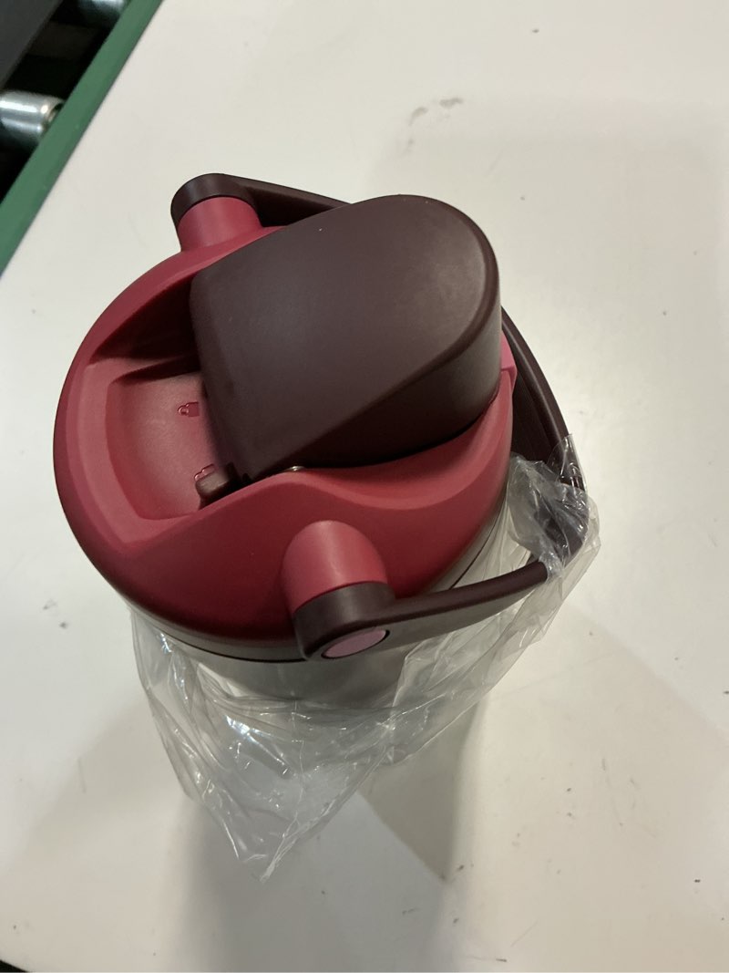 Condition photo showing As Is for owala freesip sway insulated stainless steel water bottle with two-way spout, built-in straw and bucket handle, made for travel, school, and sports, 40oz, bpa free, leak proof, black cherry black cherry 40 ounces