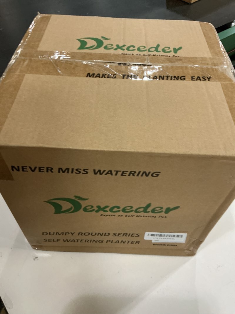 Condition photo showing As Is for Dexceder 11x10 Inches High Gloss Self Watering Planter Indoor Outdoor, Inner Pot Design, Thickened Table Flower Plant Pot with Water Level Indicator (White) 11x10 High Gloss Ceramic White