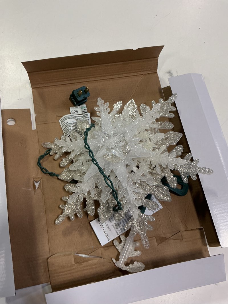 Condition photo showing As Is for Color choice 19 led dual color snowflake tree top