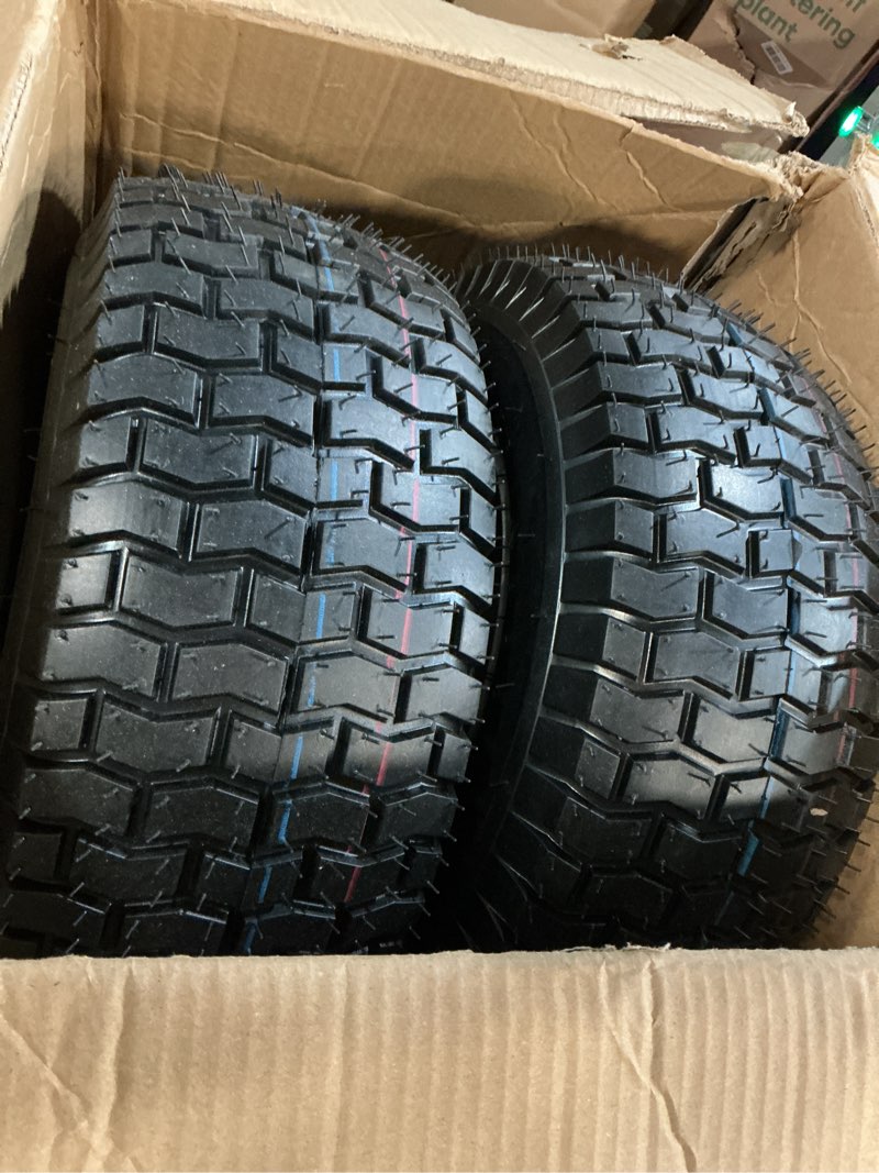 Condition photo showing New/Like New for gicool 16x6.50-8 tubeless tire and wheel, ?1" bearing, 4" centered hub?,16x6.5-8" lawn mower tires, universal fit riding mower and garden tractor front wheels, 4 ply, v-turf pattern, 2 pack 16x6.50-8 tubeless (4" centered hub,1" bore)