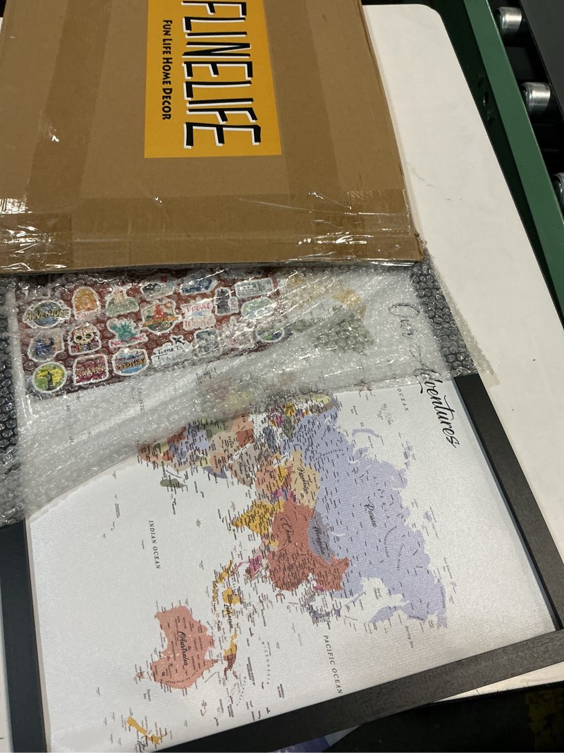 Condition photo showing Good Condition for flinelife World Map Pin Board,12X10, World Travel Map With Pins, Perfect For Couples or Retirement Gift 12x10 Our World Adventures