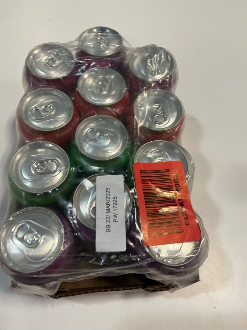 Condition photo showing New/Like New for Poppi Sparkling Prebiotic Soda Beverage with Apple Cider Vinegar, Seltzer Water and Fruit Juice, Soda Staples Variety Pack, 12 FL Oz, Pack of 12, Packaging May Vary (Variety) Soda Staples 12 Fl Oz (Pack of 12)( BEST BY 03/22/2026)