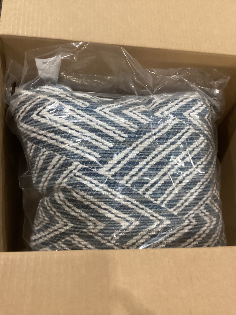 Condition photo showing Good Condition for Riverbrook Home Zippered Cushion Cover Pillow with Removable Soft Angel Hair Filler, Jordan Dream - Blue, 20 x 20-Inch