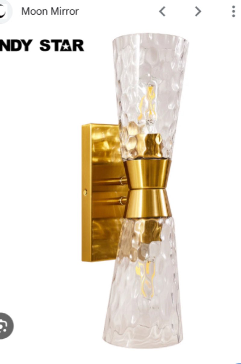 Industrial 2-Light Tapered Light Fixtures with Hammered Glass Shade, Modern wall sconces for Bathroom, Living Room, vertical& Horizontal