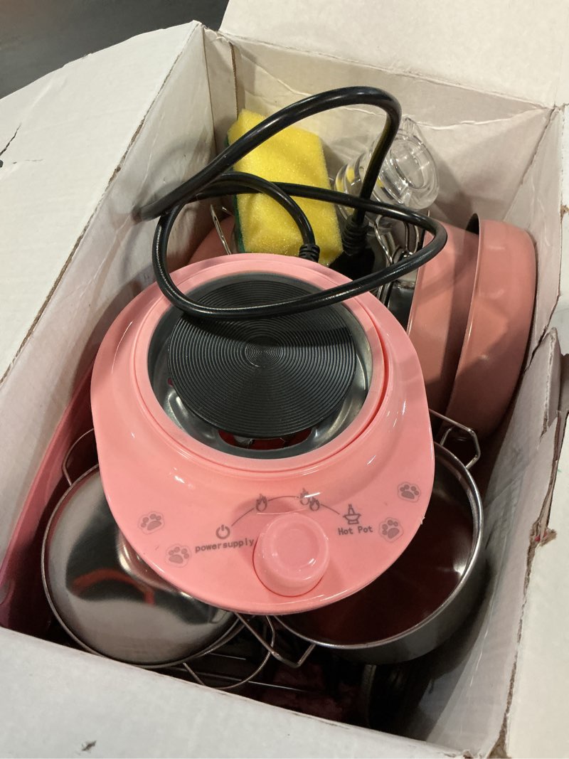 Condition photo showing Good Condition for kid cooking sets real mini kitchen, food making for beginner children 8 9 10 11 12 boys girls cooking educational toys, junior easy safe montessori tools dishes knife set-pink