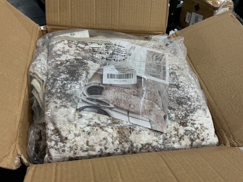 Condition photo showing Good Condition for uermei 2x3 entryway area rug: washable neutral modern abstract small rug - non-slip low pile throw indoor carpet for entrance kitchen front door mat bathroom entry kids room - brown grey brown grey 2' x 3' (rectangular)