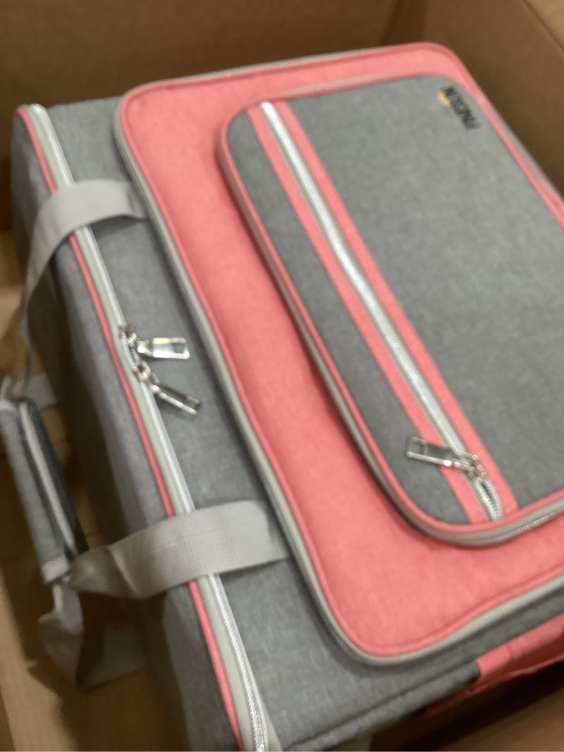 Condition photo showing Good Condition for finesun sewing machine case with wheels, rolling sewing machine bag, universal craft storage bag for brother singer janome and most embroidery machine carrying tote bag pink